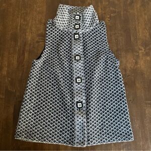 Habitat Sweater Sleeveless Size Small Buttons‎ Artsy Maxamalism Office Travel 🖤